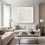 White and Beige Minimalist Abstract Art On Canvas Modern Painting Abstract Painting For livingroom