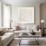 White and Beige Minimalist Abstract Art On Canvas Modern Painting Abstract Painting For livingroom