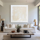 White and Beige Minimalist Abstract Art On Canvas Modern Painting Abstract Painting For livingroom