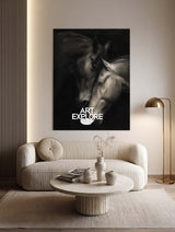 Luxury Black White Horse Art Signed Original Piece For Home Office Entryway