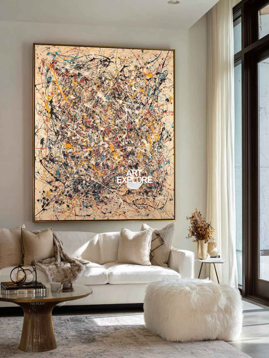 Original Abstract Expressionist Painting With Dynamic Lines For Modern Living Room Decor