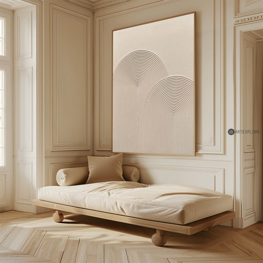 Modern 3d Beige Textured Painting Abstract Wall Art Monochromatic Art Minimalist Beige Artwork Wall Art Minimalist Apartment Decor