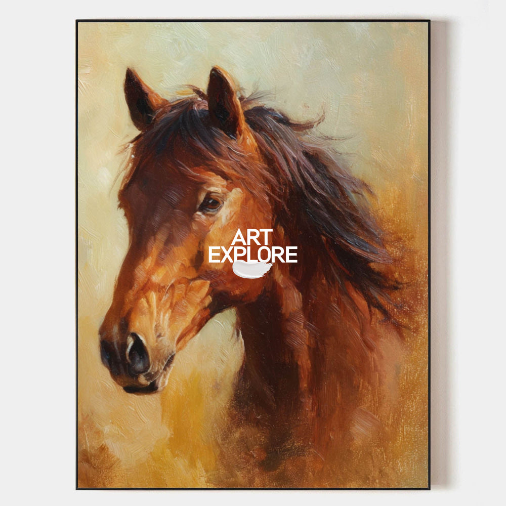 Abstract Brown Horse Painting Original Art For Living Room Decor