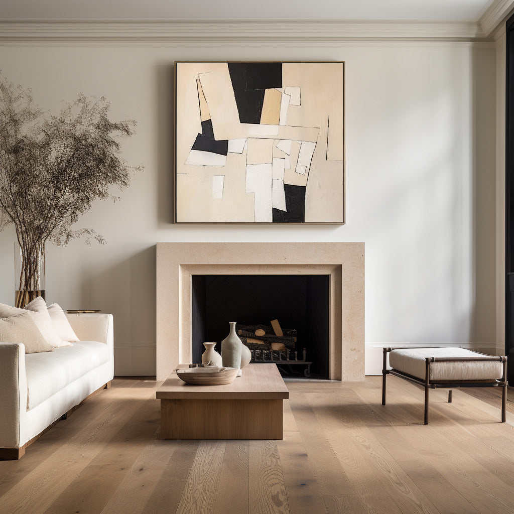 Black and Beige Minimalist Abstract Art On Canvas Modern Painting Abstract Painting For livingroom