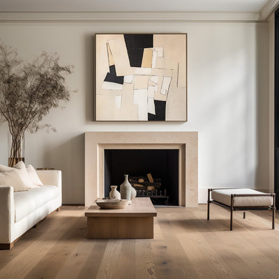 Black and Beige Minimalist Abstract Art On Canvas Modern Painting Abstract Painting For livingroom