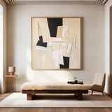Black and Beige Minimalist Abstract Art On Canvas Modern Painting Abstract Painting For livingroom