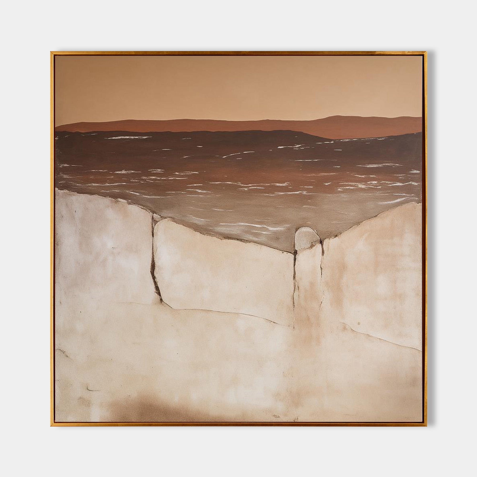 Brown and Beige Minimalist Abstract Art On Canvas Modern Painting ...