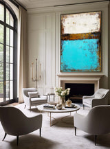 Large Framed Abstract Impressionist Seascape Paintings Huge Contemporary Ocean Canvas Art Abstract Modern BLue Ocean Acrylic Painting