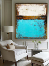 Large Framed Abstract Impressionist Seascape Paintings Huge Contemporary Ocean Canvas Art Abstract Modern BLue Ocean Acrylic Painting