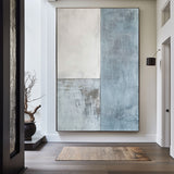 Blue And White Texture Painting on Canvas Modern Minimalist Luxury Art Blue Abstract Wall Art Blue Abstract Painting For Sale