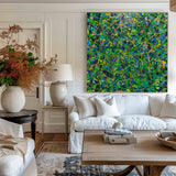 Green Wall Art Green Bold Textured Painting Large Pollock Art Green Canvas Art Green Square Wall Art