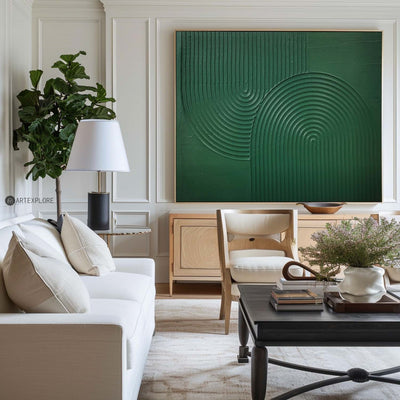 Modern Green Textured Canvas Wall Art,Green Rich Textured Painting Acrylic ,Original Green Oil Painting