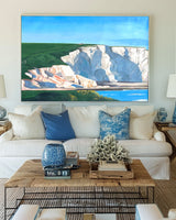 White Cliff Horizontal Oil Painting For Wall Landscape Art Seaside Art on Canvas Large Apartment Decor