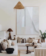 neutral abstract acrylic painting living room canvas art white minimalist wall art