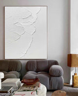 white minimalist painting abstract acrylic art white rich textured wall art canvas wall art for living room