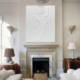 white minimalist painting abstract acrylic art white rich textured wall art canvas wall art for living room