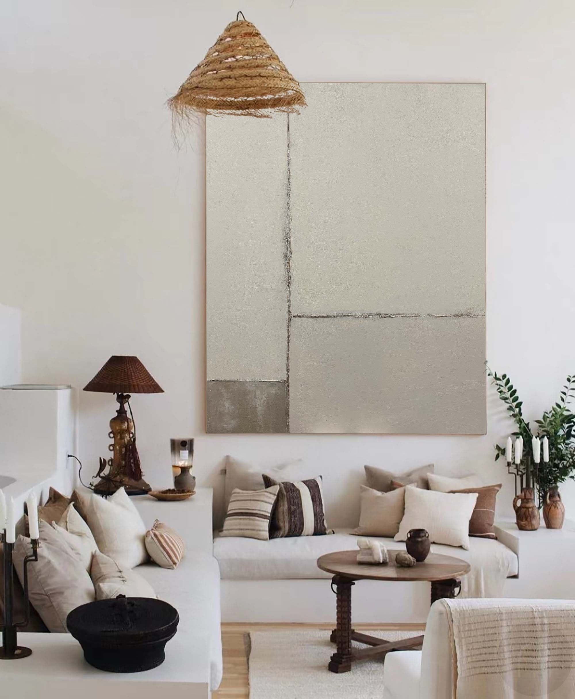 Modern Beige Minimalist Painting Earth Tone Abstract Painting Minimalist Canvas Wall Art