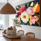 Colorful Flowers Textured Painting Flowers Painting Handmade Wall Art Minimalist Flowers Canvas Art