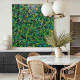 Green Wall Art Green Bold Textured Painting Large Pollock Art Green Canvas Art Green Square Wall Art