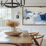 Modern Plaster Blue Textured Wall Art Large White Blue Minimalist Canvas Abstract Painting For Sale