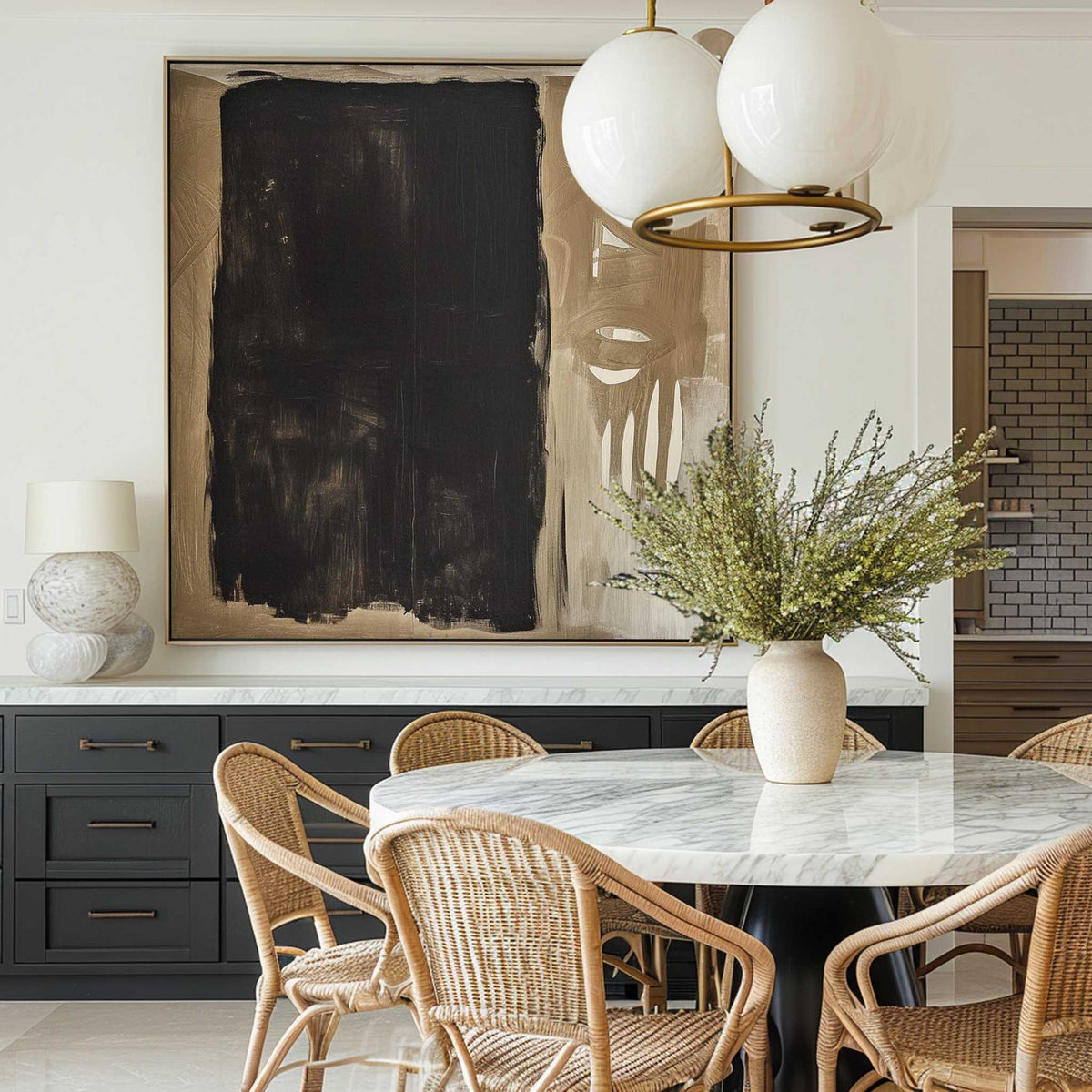 Black and Brown Minimalist Abstract Art On Canvas Modern Painting Abstract Painting For livingroom