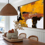 Original Textured Abstract Modern Painting On Canvas Orange White Black