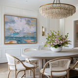 Large Abstract Ocean Canvas Painting Acrylic Oversized Horizontal Wall Art