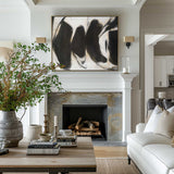 Black Abstract Art Large Modern Interior Canvas Art Long Horizontal Wall Art For Home Decor