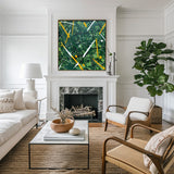 Large Green And Yellow Textured Abstract Painting Wall Art Original Artwork For Livingroom