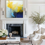 Modern Abstract Painting Large Blue Yellow Wall Art Oversized Abstract Art
