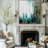 Abstract Green Canvas Painting Large Original Acrylic Abstract Canvas Art Modern Abstract Painting