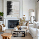 Black And White Abstract Painting, Black White Minimalist Painting, Black White Canvas Wall Art