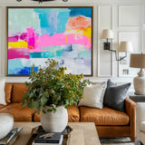 Beautiful Abstract Art Pink And Blue Wall Art Colorful Paintings