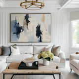 Beige And Blue Textured Modern Plaster Wall Art Large White Blue Minimalist Canvas Abstract Painting For Sale