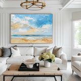 3d Abstract Blue Seascape modern art Original Oil Seascape Paintings Minimalist Ocean Apartment Decor