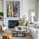 Big Grey And Gold Artwork Oversized Framed Wall Art X Large Wall Art