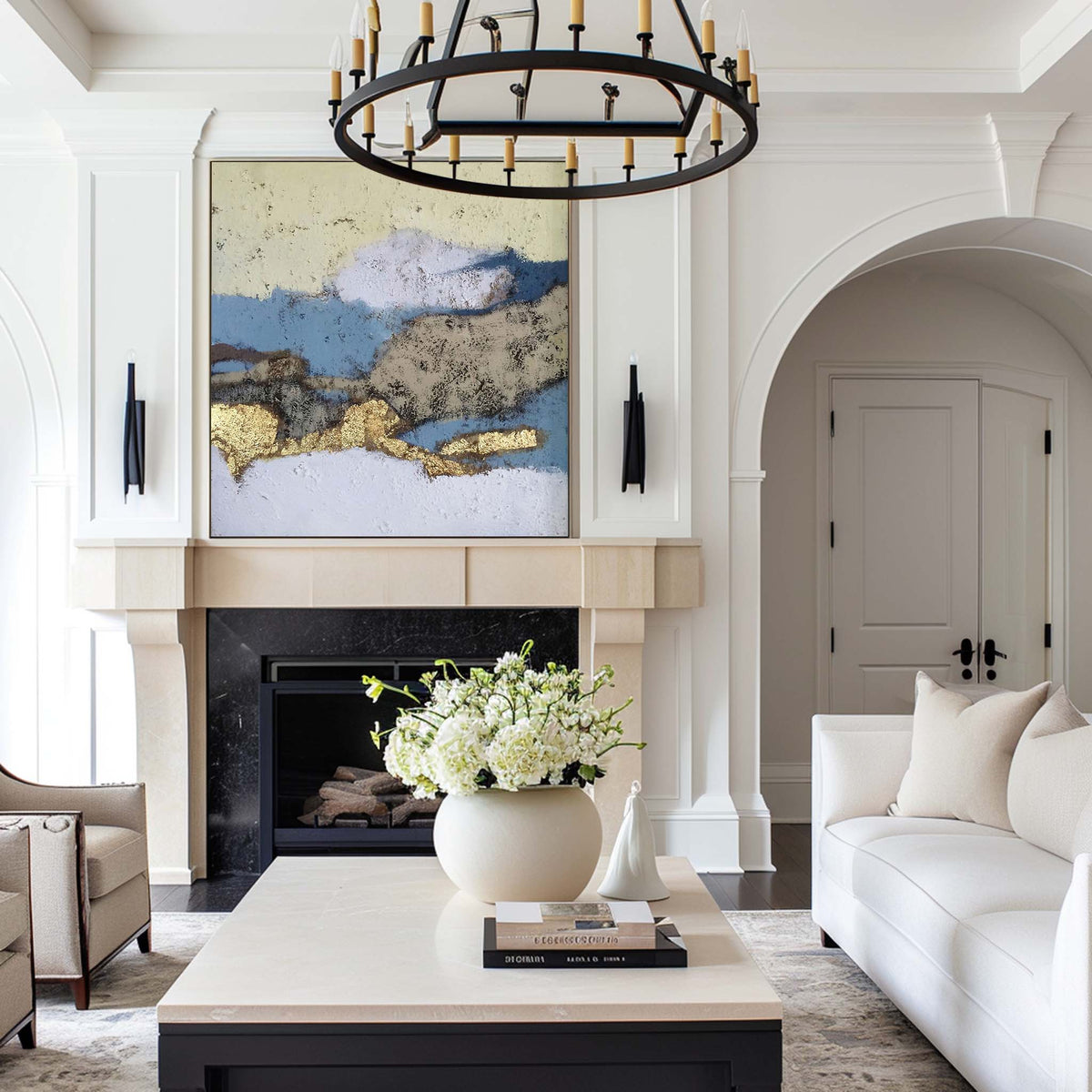 Blue And Gold Wall Decor Abstract Expressionist Paintings Gold Canvas Art