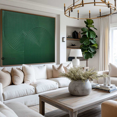 Modern Green Textured Canvas Wall Art,Green Rich Textured Painting Acrylic ,Original Green Oil Painting