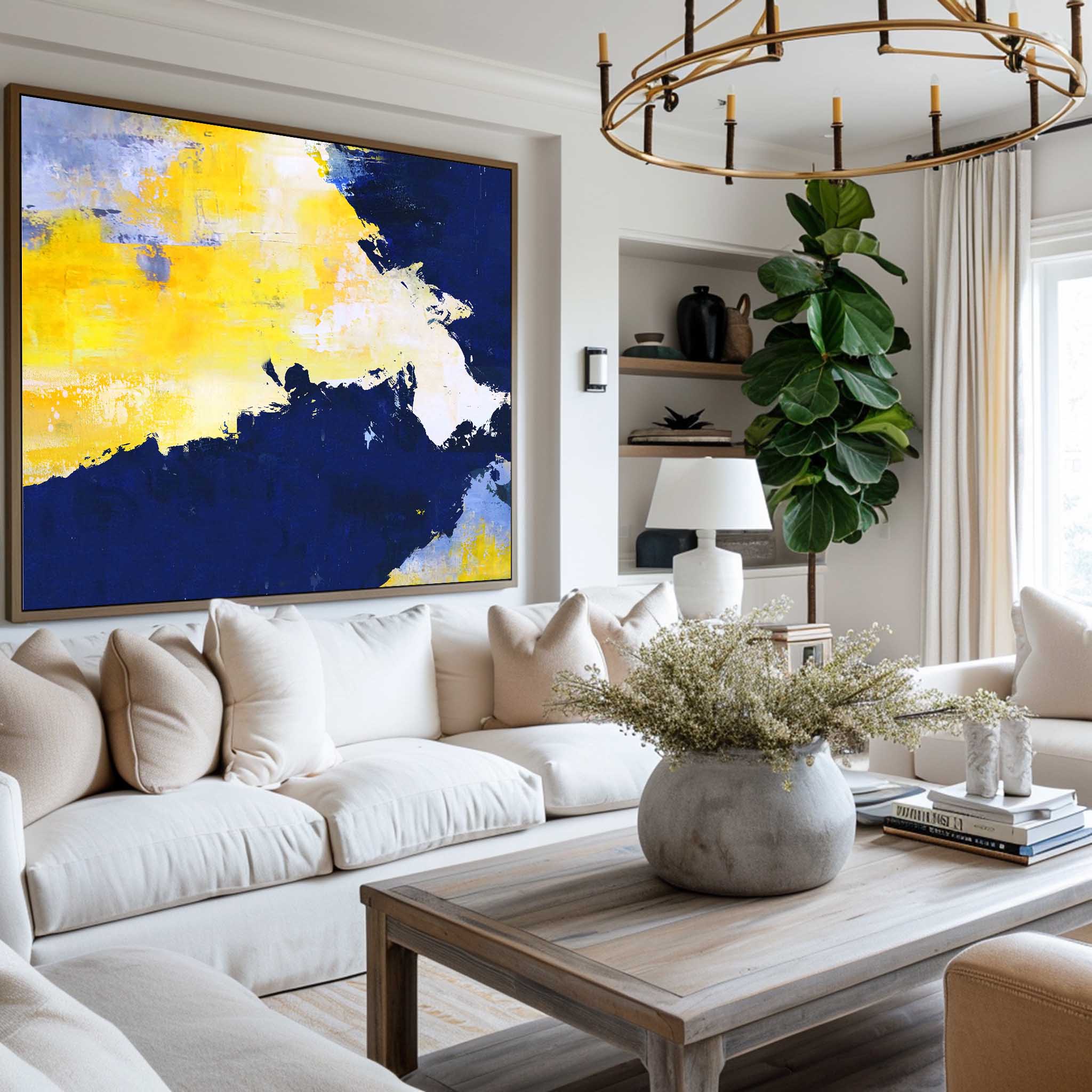 Bright Abstract Painting Blue And Yellow Abstract Art Acrylic On Canvas