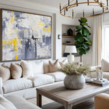 Orange And Grey Wall Art Large Modern Abstract Art Yellow Canvas Art