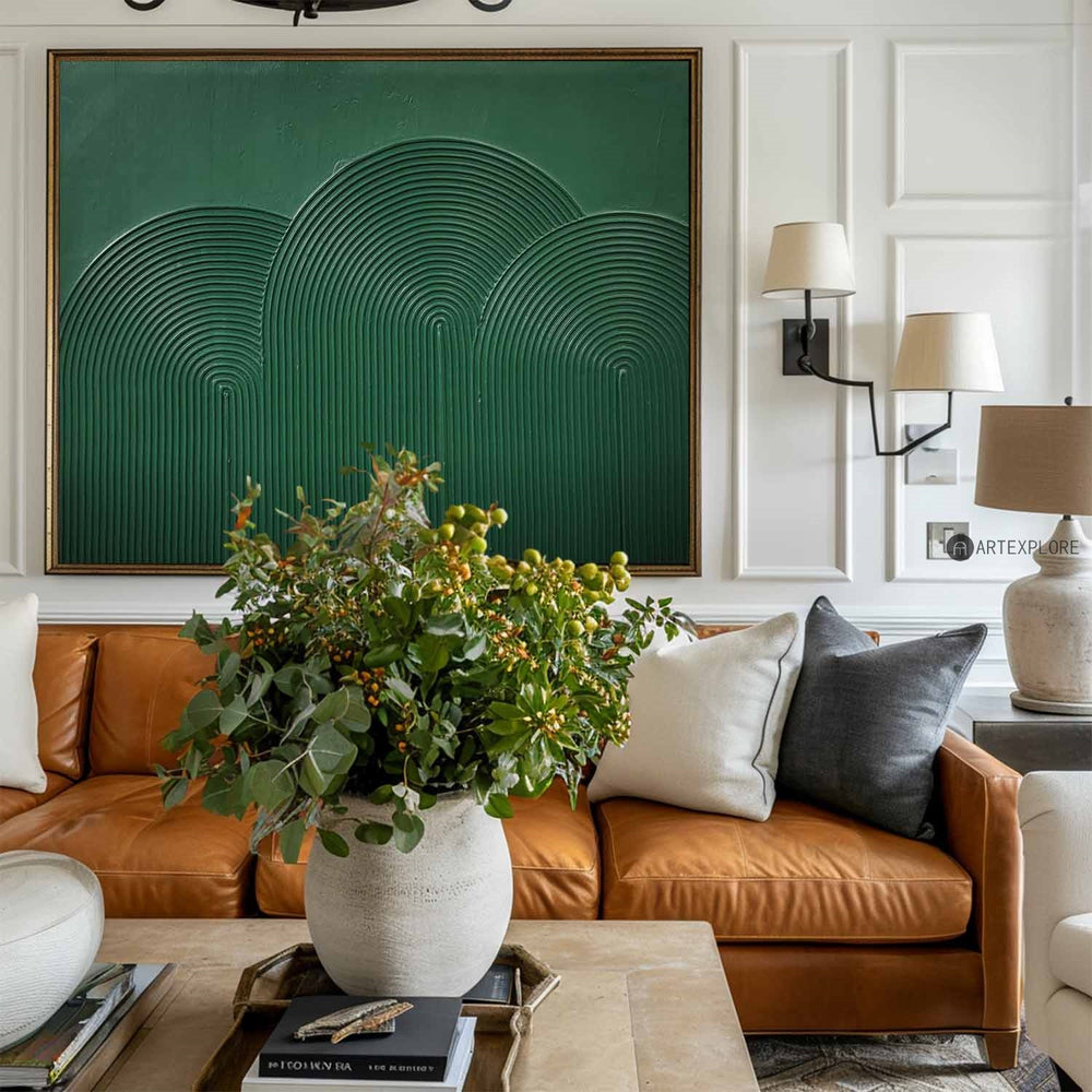 Large Modern Green Textured Abstract Art Painting,Minimalist Green Simple Abstract Art,Green Artwork For Living Room