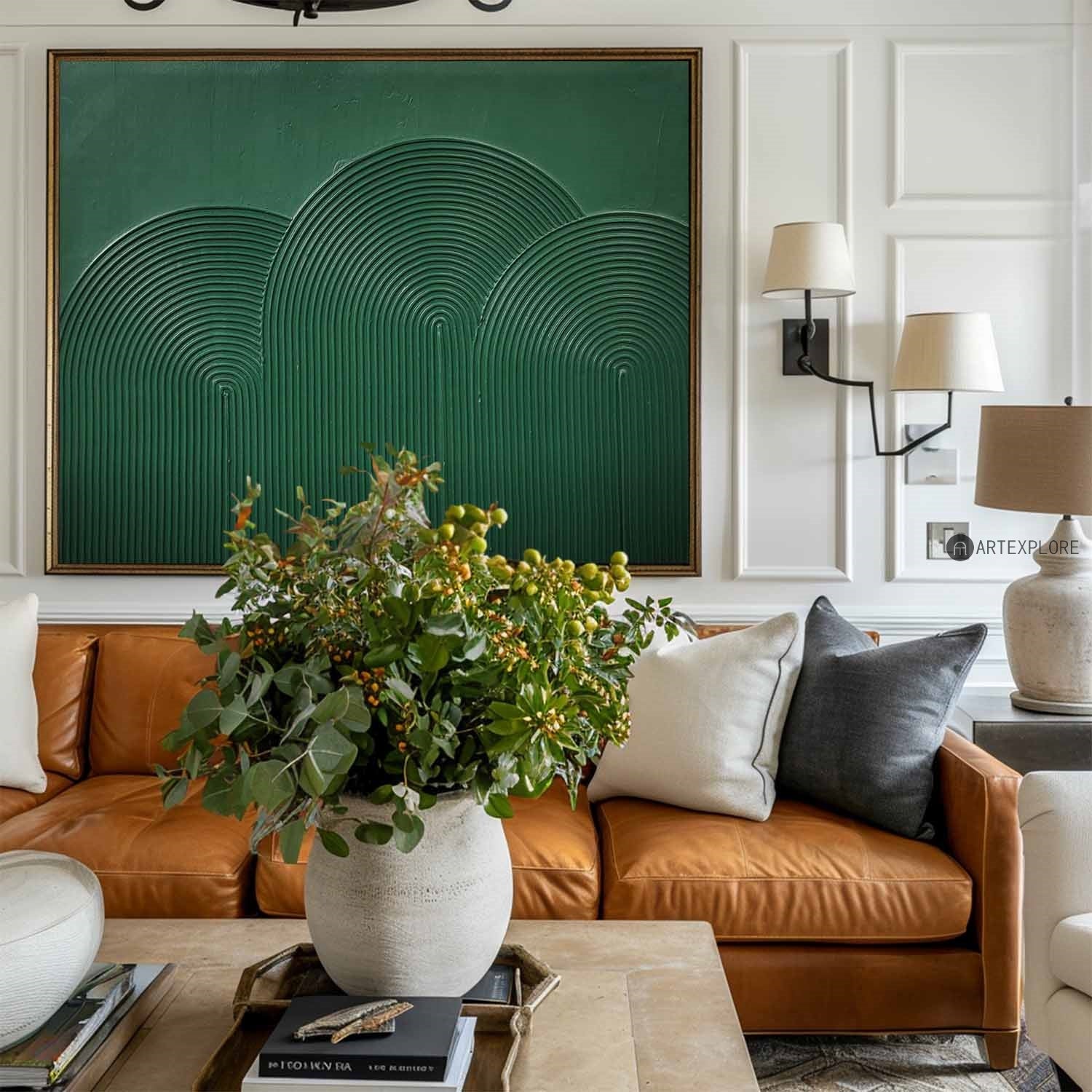 Large Modern Green Textured Abstract Art Painting,Minimalist Green Simple Abstract Art,Green Artwork For Living Room