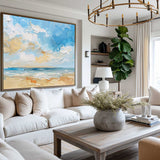 3d Abstract Blue Seascape modern art Original Oil Seascape Paintings Minimalist Ocean Apartment Decor