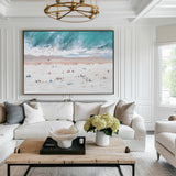 Oversize Windy Beach Canvas Art Abstract Coastal Acrylic Seascape Paintings Modern Landscape Wall Art