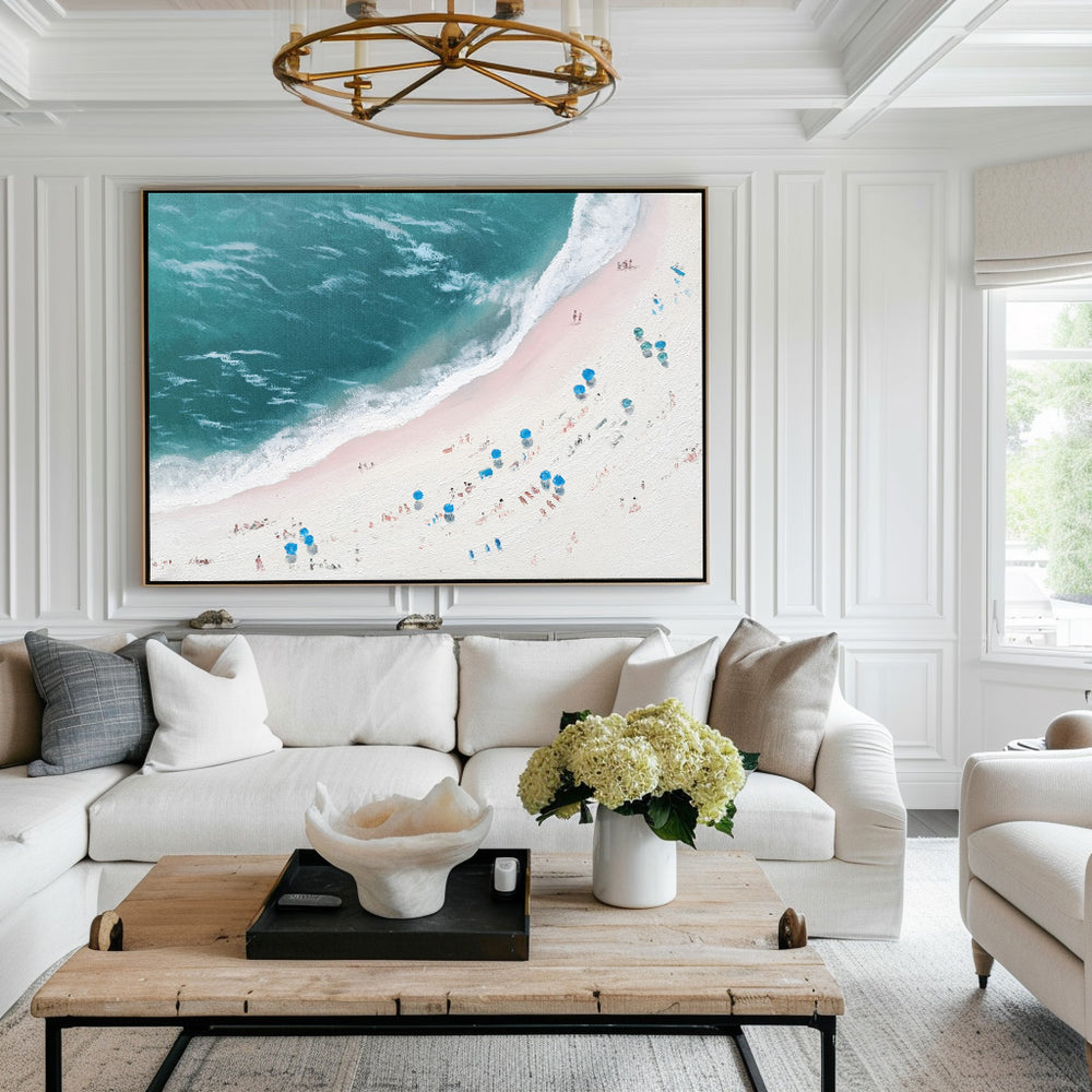 Oversize Abstract Coastal Canvas Acrylic Seascape Paintings Modern Impressionist Seascape Painting