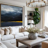 Black And Dark Blue Textured Abstract Acrylic Art Canvas Painting For Sale Abstract Wall Art Painting For Livingroom