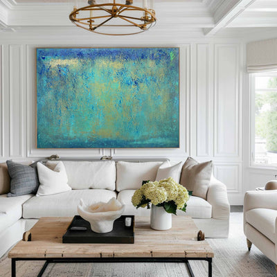 Green Textured Abstract Wall Art Large Canvas Artworks Modern Acrylic Painting For Home Decor