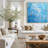 Blue Pollock Wall Art Blue Square Abstract Wall Art Bauhaus Painting Canvas Wall Art For Livingroom