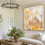 Modern Bright Yellow Color Artworks Large Abstract Wall Art Modern Apartment Art Decor For Sale