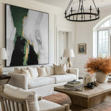 Large Green And Gold Abstract Wall Art Framed Abstract Art Green Abstract Painting Impressionism Abstract